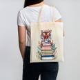 Cute Tiger With Book Floral Bookworm Librarian Book Lover Canvas Tote Bag