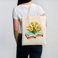 Daffodils Flowers Book Floral Canvas Tote Bag