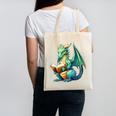 Dragon With Book Canvas Tote Bag Dragon With Book Canvas Tote Bag
