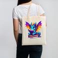 Dragon Reading a Book Bookworm Book Canvas Tote Bag