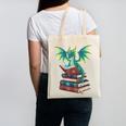 Dragon Reading Books Fantasy Lovers Mythical Creatures Canvas Tote Bag Dragon Reading Books Fantasy Lovers Mythical Creatures Canvas Tote Bag