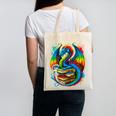 Dragon Reading Colorful Fantasy Book Lover Canvas Tote Bag