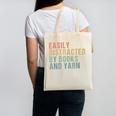 Easily Distracted By Books And Yarn Knitting & Crocheting Canvas Tote Bag Easily Distracted By Books And Yarn Knitting & Crocheting Canvas Tote Bag