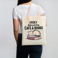 Easily Distracted By Cats And Books Cute Book Lover Canvas Tote Bag