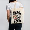 Easily Distracted By Cats And Books Lovers Reading Canvas Tote Bag