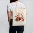 Fox And Book Lover Graphic For Women And Spring Pink Flower Canvas Tote Bag