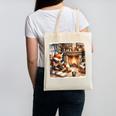 Fox Reads By Fireplace In Cabin Rustic Book Cozy Cup Tea Canvas Tote Bag