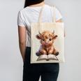 Highland Cow Reading Book Bookworm Canvas Tote Bag Highland Cow Reading Book Bookworm Canvas Tote Bag