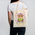 Highland Cow Reading Book Floral Bookworm Canvas Tote Bag