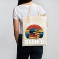 I'm With The Banned Stack Of Books Vintage Sunset Retro Canvas Tote Bag