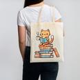 Kawaii Cat Coffee Books Teacher Men Women Girls Kids Canvas Tote Bag