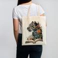 Leopard Book Flower Canvas Tote Bag