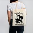 Life Is Better With Cats & Books Tuxedo Cat Mom Women Canvas Tote Bag