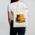 Life Is Better With Cats And Books Cute Cat Lover Canvas Tote Bag