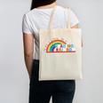 Take A Look A Book Vintage Reading Librarian Rainbow Canvas Tote Bag