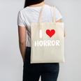 I Love Horror Heart Movies TV Show Books Writing Read Canvas Tote Bag