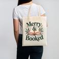 Merry And Booked Holiday Reading Winter Book Lover Premium Tri-Blend Canvas Tote Bag