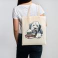Old English Sheepdog Books Reading Dog Breed Graphic Canvas Tote Bag