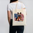 Patriotic German Shepherd Dog Books Baseball American Flag Canvas Tote Bag