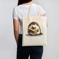 Porcupine Reading Book Hedgehog Book Lover Canvas Tote Bag