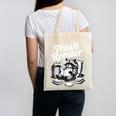 Raccoon Reading A Book Vintage Trash Reader Canvas Tote Bag