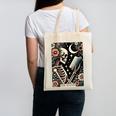 The Reader Tarot Card Skeleton Reading Book Bookworm Bookish Canvas Tote Bag