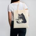 Reading Cat Cat Book Lover Canvas Tote Bag