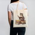 Reading Cat Book Lover Canvas Tote Bag