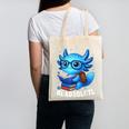 Readsolotl Blue Kawaii Axolotl Book Lover Reading Canvas Tote Bag
