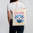 Readsolotl Kawaii Axolotl Book Lover Reading Canvas Tote Bag