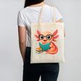 Readsolotl Kawaii Axolotl Reading Book Lover Canvas Tote Bag