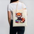 Red Panda Books Lover Reading Bookworm Canvas Tote Bag