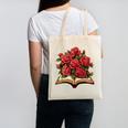 Red Roses Flowers Book Floral Canvas Tote Bag