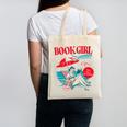 Retro Book Girl Summer For Women Beach Reading Canvas Tote Bag