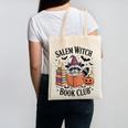 Salem WItch Book Club Halloween Raccoon Witch Reading Book Canvas Tote Bag
