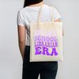 In My School Librarian Era Groovy Back To School Book Lover Canvas Tote Bag