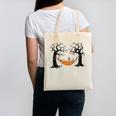 Skeleton Reading Book In Hammock Halloween Reader Canvas Tote Bag