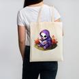 Spooky Grim Reaper Reading A Book Cute Creepy Halloween Canvas Tote Bag