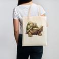 Sulcata Tortoise Reading A Book Canvas Tote Bag