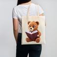 Teddy Bear Reading a Book Canvas Tote Bag