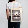 Totally Weird Tees Cat Library Book Reading Literary Canvas Tote Bag