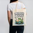 Unearth a Story Frog Reading a Book Summer 2026 Canvas Tote Bag