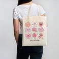 Valentine Teacher Cute Bows Apple Globe Pencil Books Art Canvas Tote Bag