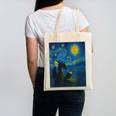 Van Gogh Starry Night Fantasy Reader Dragon Reading Book Canvas Tote Bag