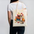 Vintage Books Tea Lovers Fall Autumn Leaves And Pumpkins Canvas Tote Bag
