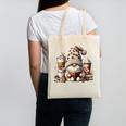 Vintage Cute Gnome Reading Book Coffee Latte Men Women Kids Canvas Tote Bag