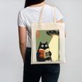 Vintage Japanese Cat Book Lovers UFO Alien Abduction Cat Dad Canvas Tote Bag Vintage Japanese Cat Book Lovers UFO Alien Abduction Cat Dad Canvas Tote Bag