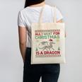 All I Want For Christmas Is A Dragon & Books Ugly Sweater Canvas Tote Bag All I Want For Christmas Is A Dragon & Books Ugly Sweater Canvas Tote Bag