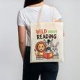 Wild About Reading Zoo Animals For Bookworm Book Reader Canvas Tote Bag