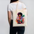 Woman Reading Book Lover Geometric Girl Afro History Canvas Tote Bag